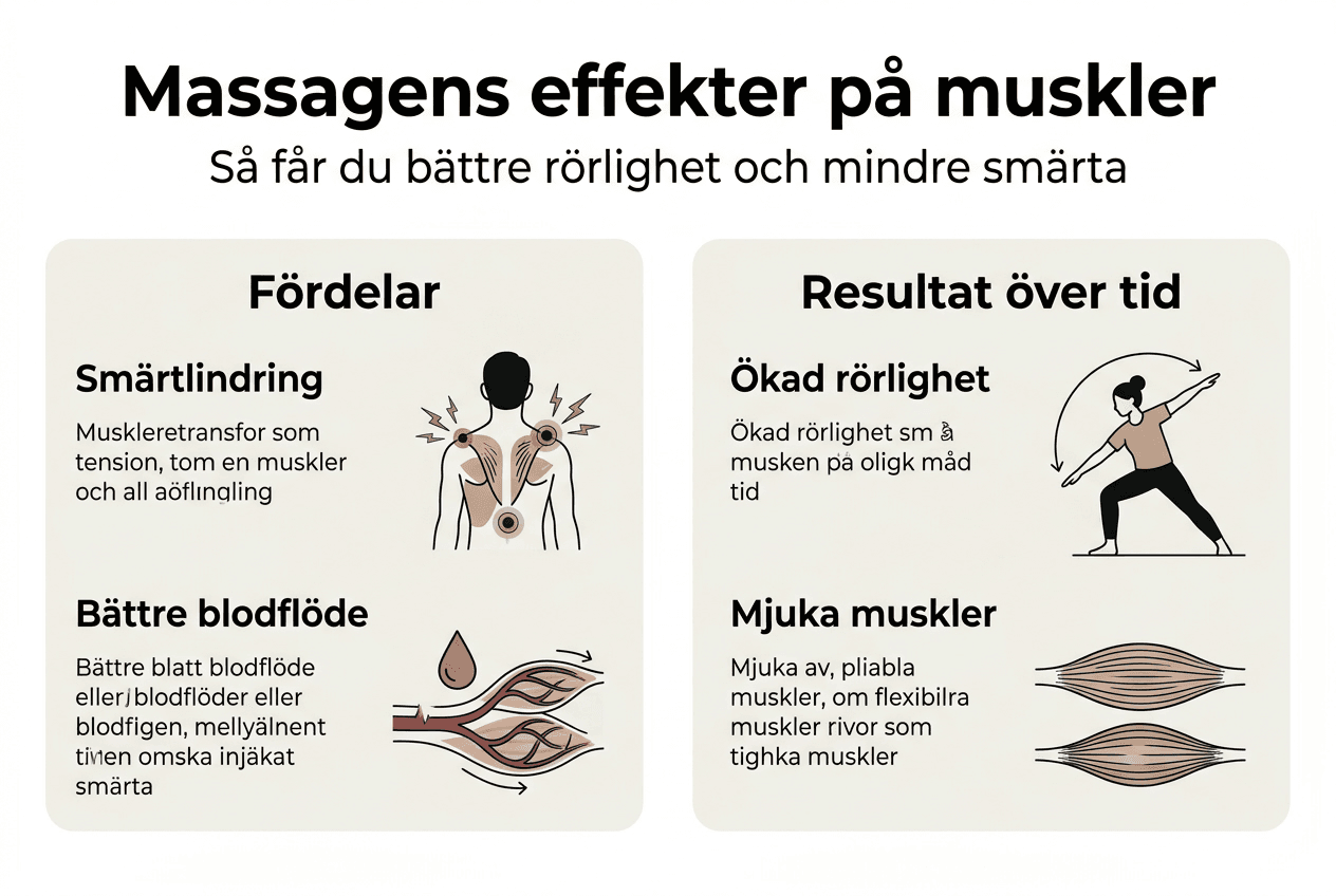 Illustration som visar vilka positiva effekter och resultat du kan få av massage