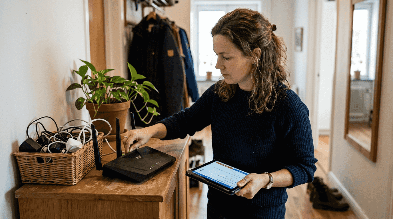 Vad är VPN för hemmaanvändare? Guide för säker surfning 2026 2 Kvinna som ställer in VPN på sin router hemma