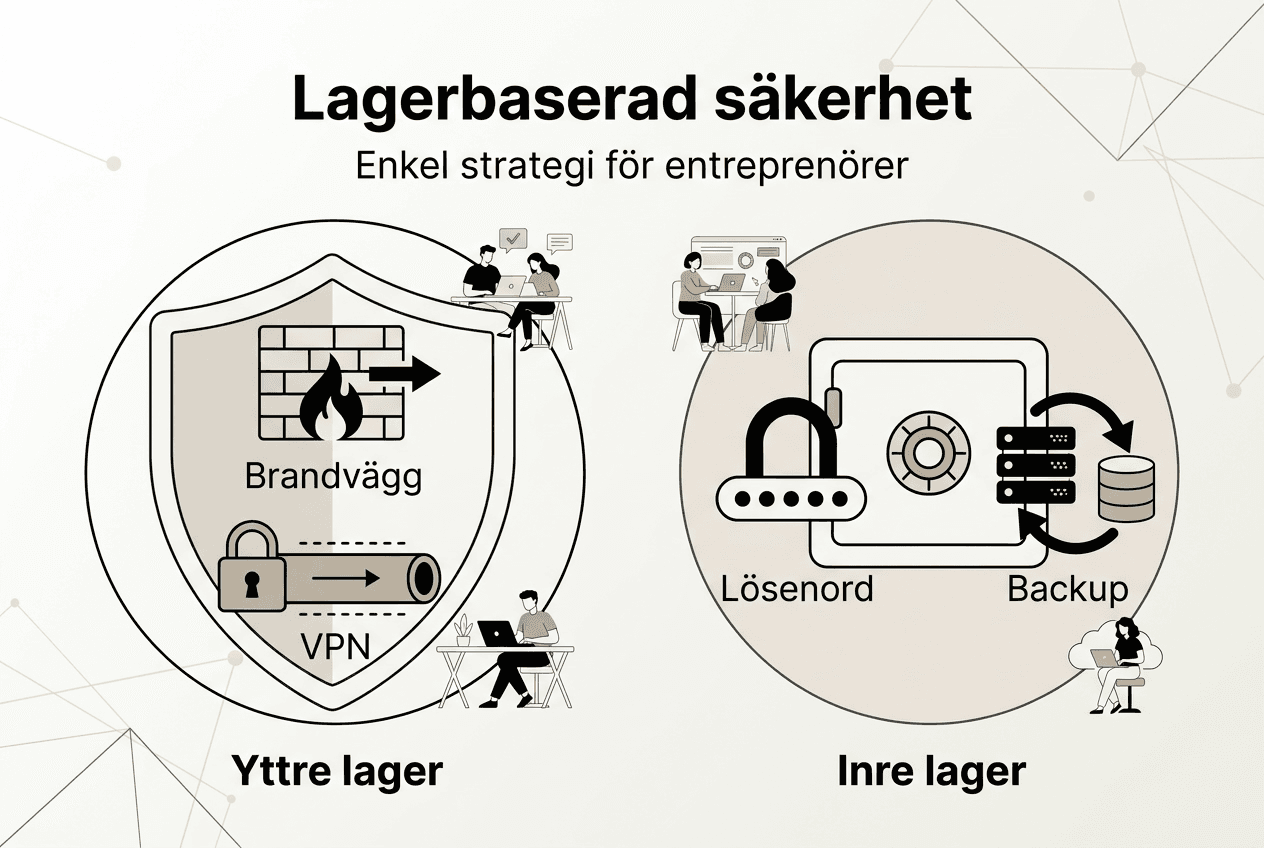 Så här bygger du upp ett flerskiktat skydd mot cyberhot – en översikt i infografik