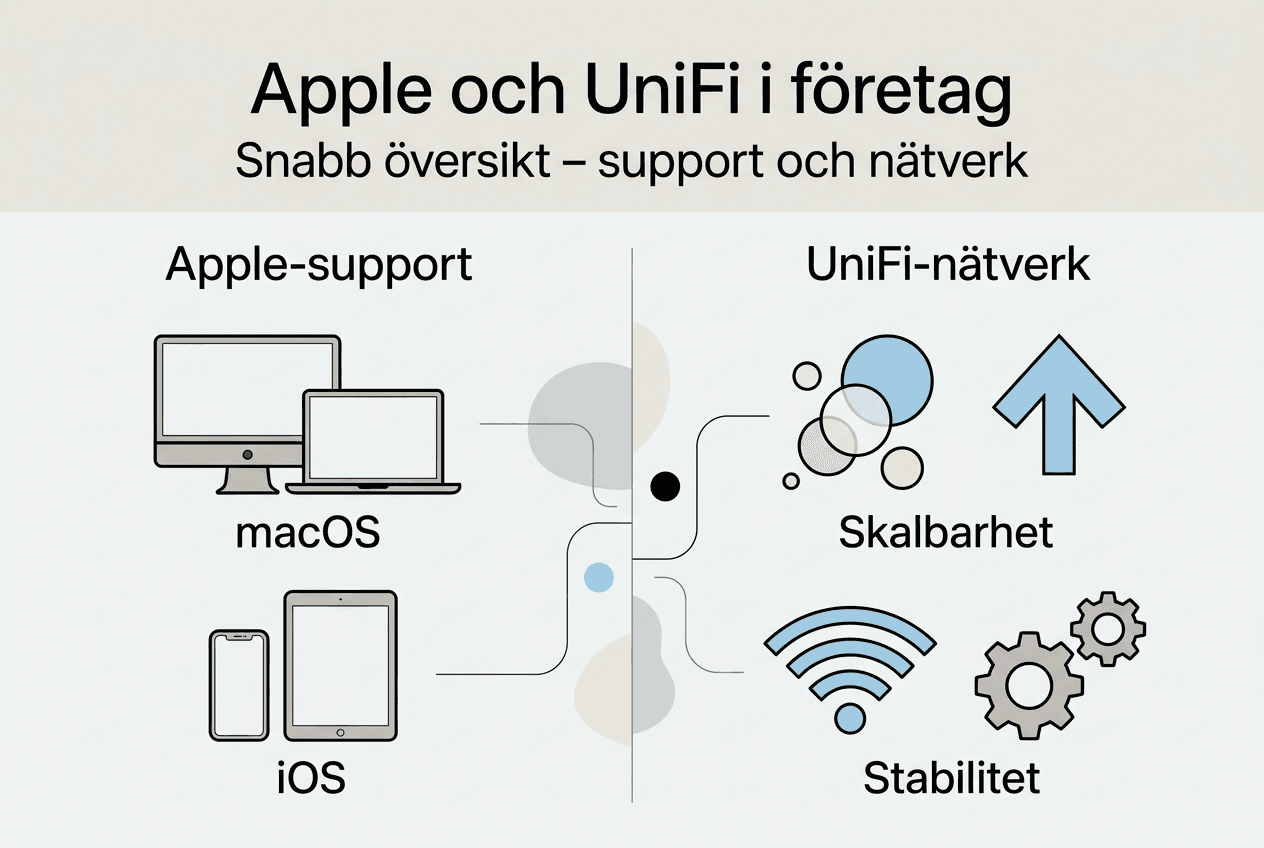Infografik: Så fungerar Apple-support och UniFi-nätverk – en översikt