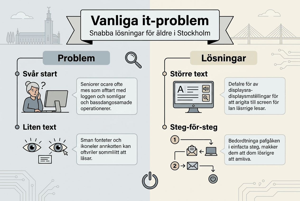 Grafisk översikt: Vanliga it-utmaningar för seniorer – och hur du enkelt löser dem