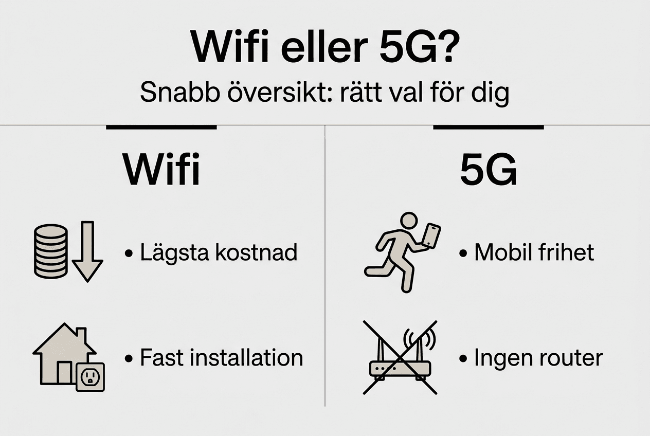 Wifi-installation i Stockholm: optimera ditt nätverk 2026 3 Så skiljer sig wifi och 5G – en överskådlig jämförelse