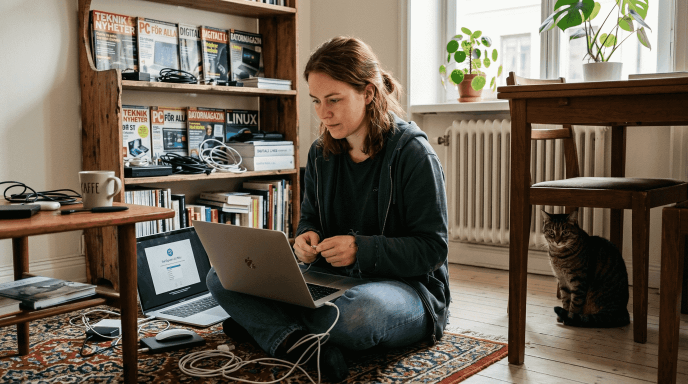 Vad är support för operativsystem? Din guide till trygg IT-hjälp 2026 - Datasupport Stockholm | Min Datorsupport AB 2 En tekniker installerar en laptop i en lägenhet i Stockholm.