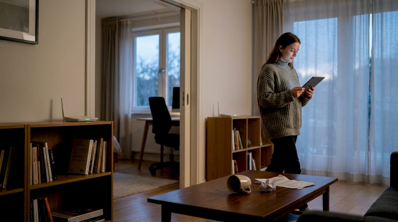 Mesh-nätverk med accesspunkter placerade i två olika rum