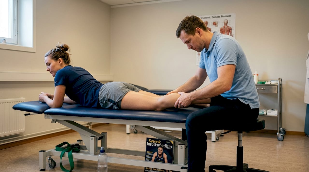 Manuell behandling av benmuskler på idrottsklinik