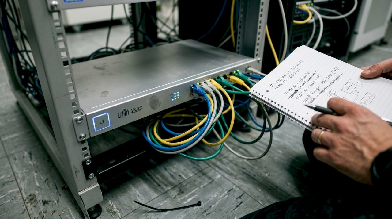 Installera och koppla in Unifi Security Gateway med nätverkskablar