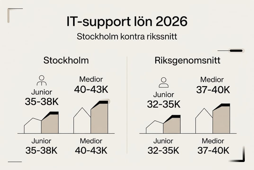 Så skiljer sig lönerna för IT-support i Stockholm jämfört med resten av landet – en översikt i siffror
