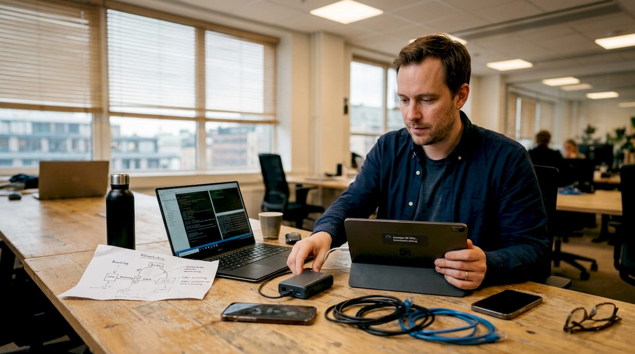 Konsult som installerar och konfigurerar VPN-lösning för kontorets nätverk