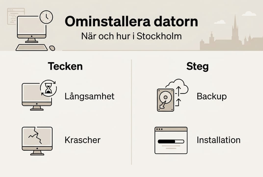 När ska man installera om datorn? Guide för Stockholm 3 Guide: Så gör du för att ominstallera din dator – steg för steg i en överskådlig infografik