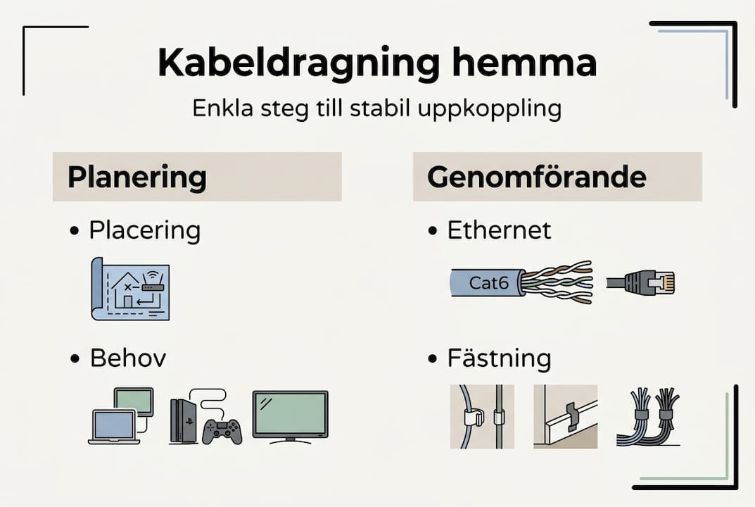 Illustration: Så drar du nätverkskabel hemma – steg för steg