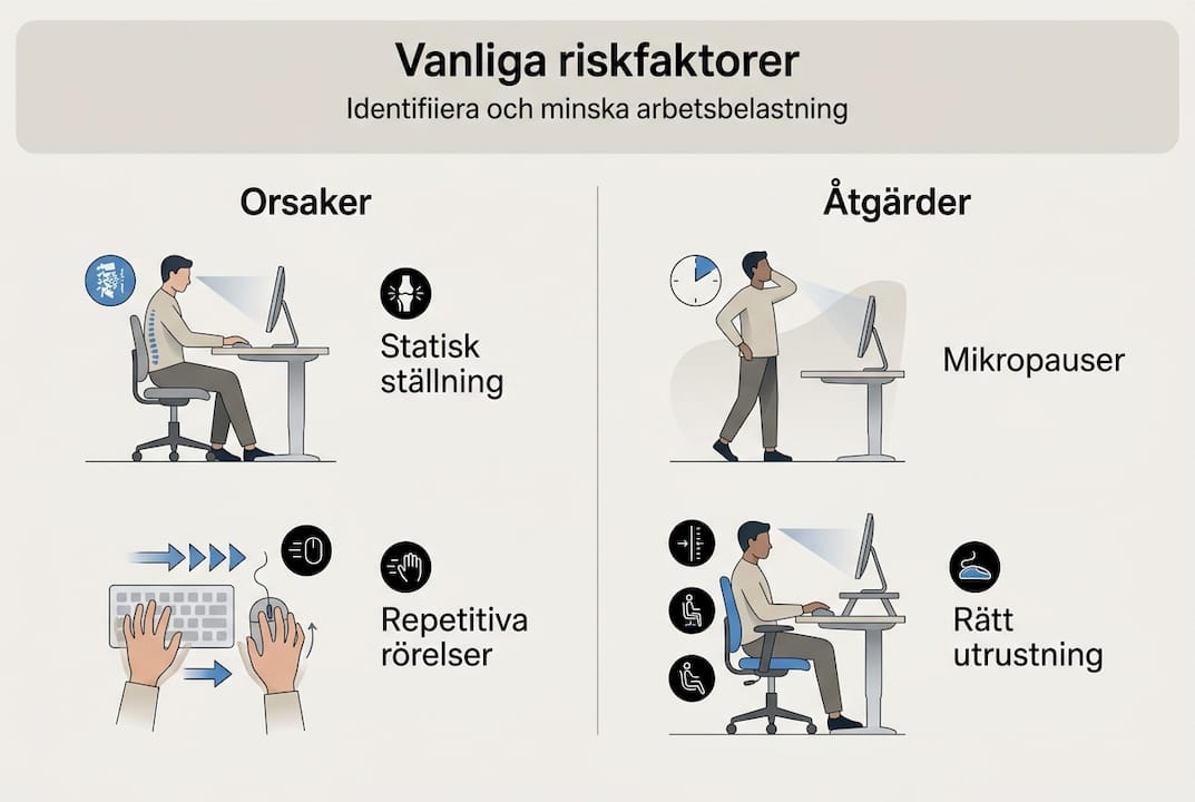 Grafisk översikt över vanliga riskfaktorer och hur du kan förebygga dem
