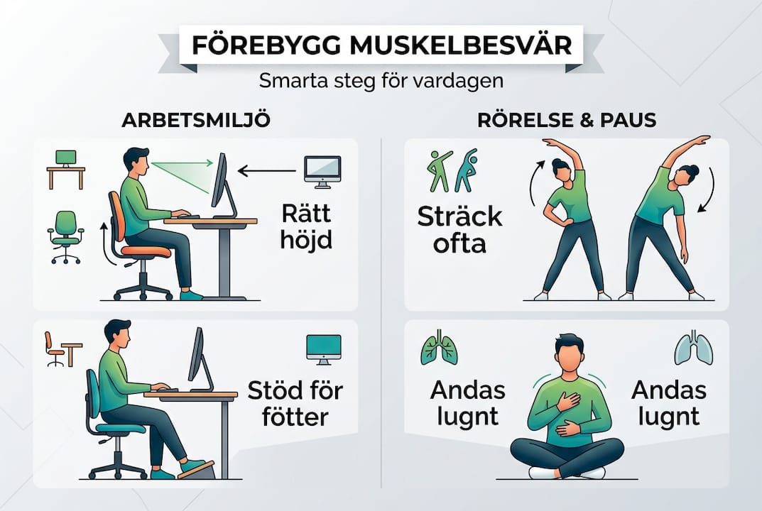Så förebygger du muskelbesvär – enkel guide i infografik