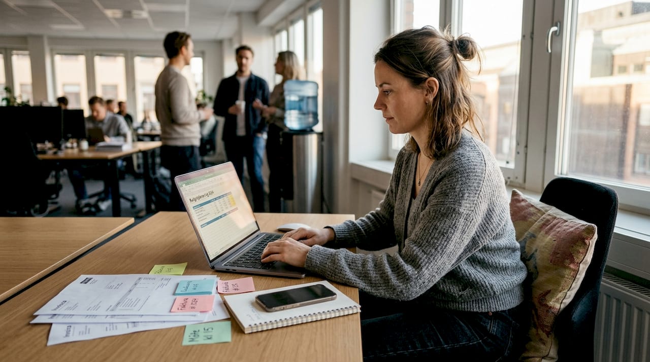 IT-konsult som uppdaterar ett flexibelt budgetdokument