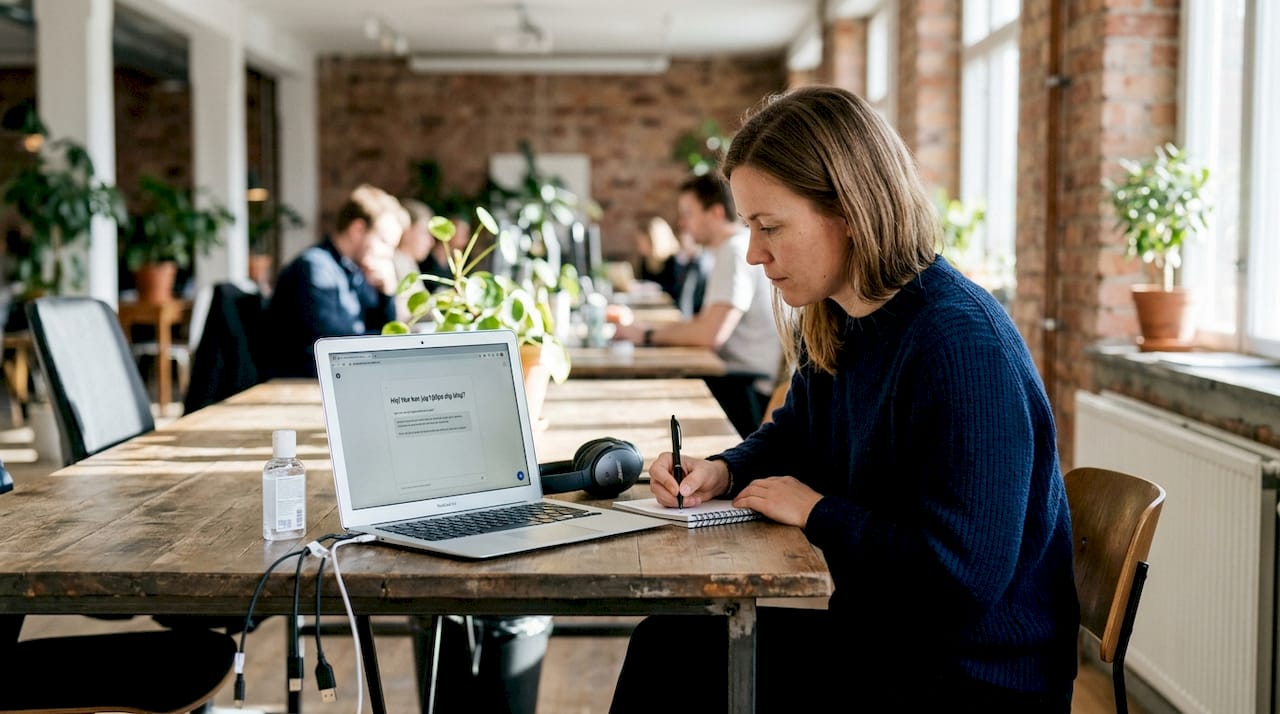 Så planerar du IT när företaget växer – effektiv guide 2 En kvinna provar att använda en AI-chattbot på jobbet