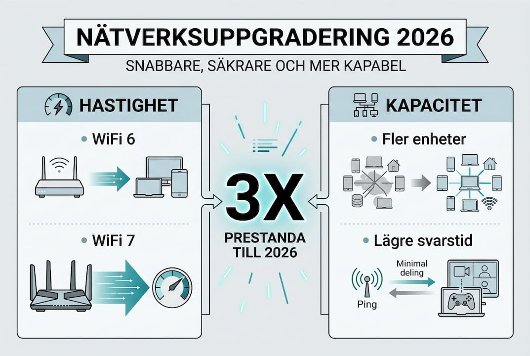 Varför uppgradera nätverk för 3x snabbare prestanda 2026 2 Grafisk översikt: Så blir våra nätverk snabbare och tryggare år 2026