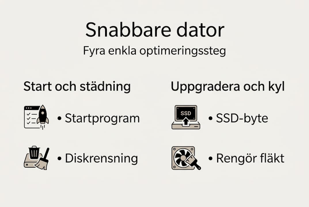 Upptäck varför din dator är långsam och lös problemen snabbt 3 Så får du en snabbare dator – steg-för-steg-guide i infografik