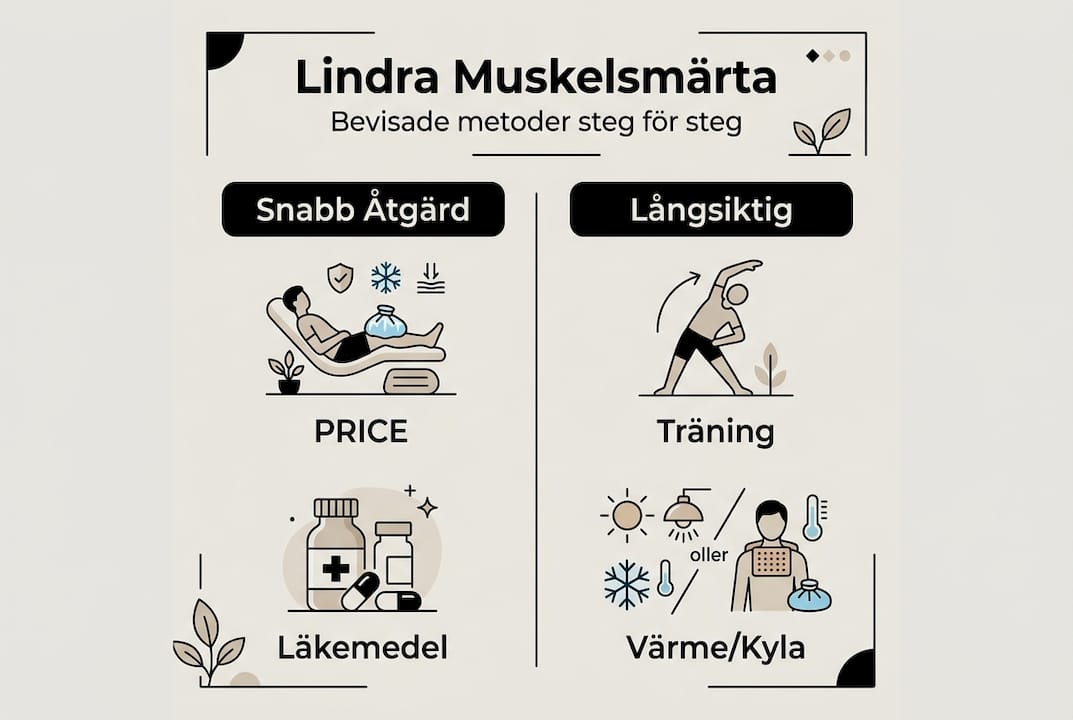 Grafisk sammanställning av olika sätt att lindra muskelsmärta