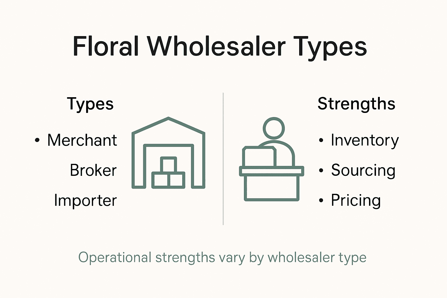 Infographic showing flower wholesaler types and strengths