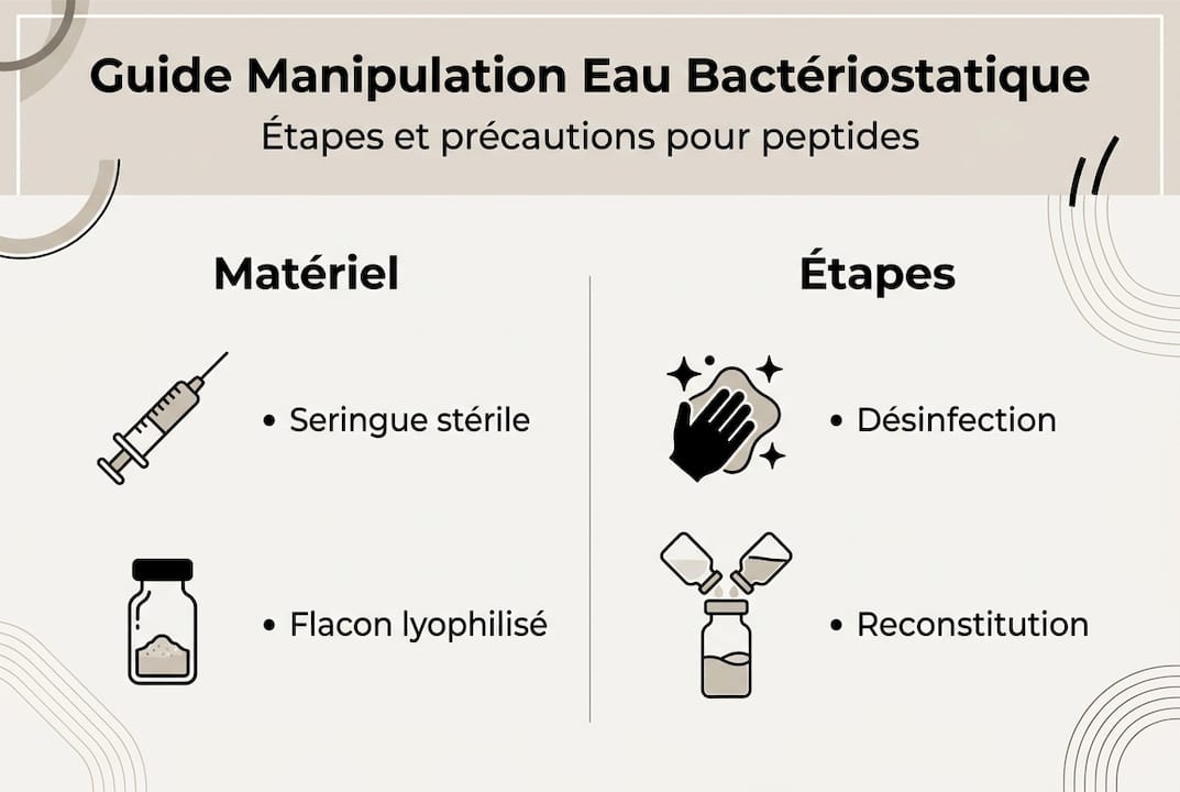 Infographie : les différentes étapes pour manipuler l’eau bactériostatique en toute sécurité