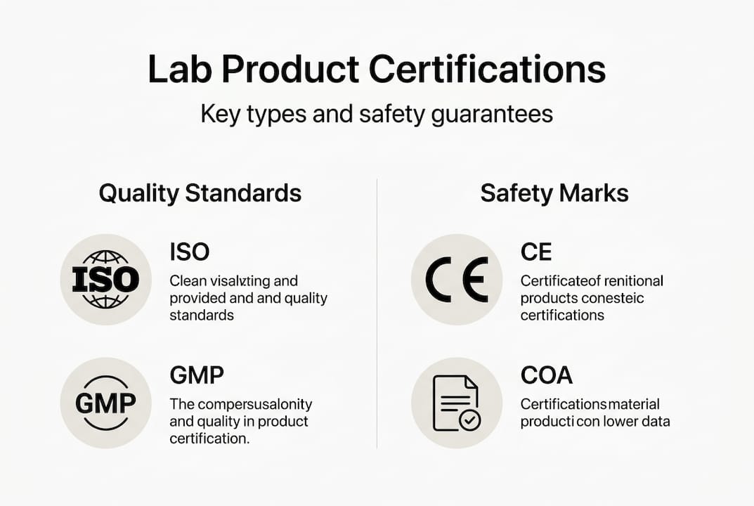 Infographic showing key lab certifications and guarantee