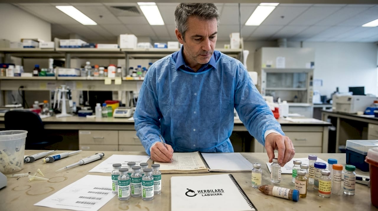 Scientist comparing organized and unorganized lab supplies