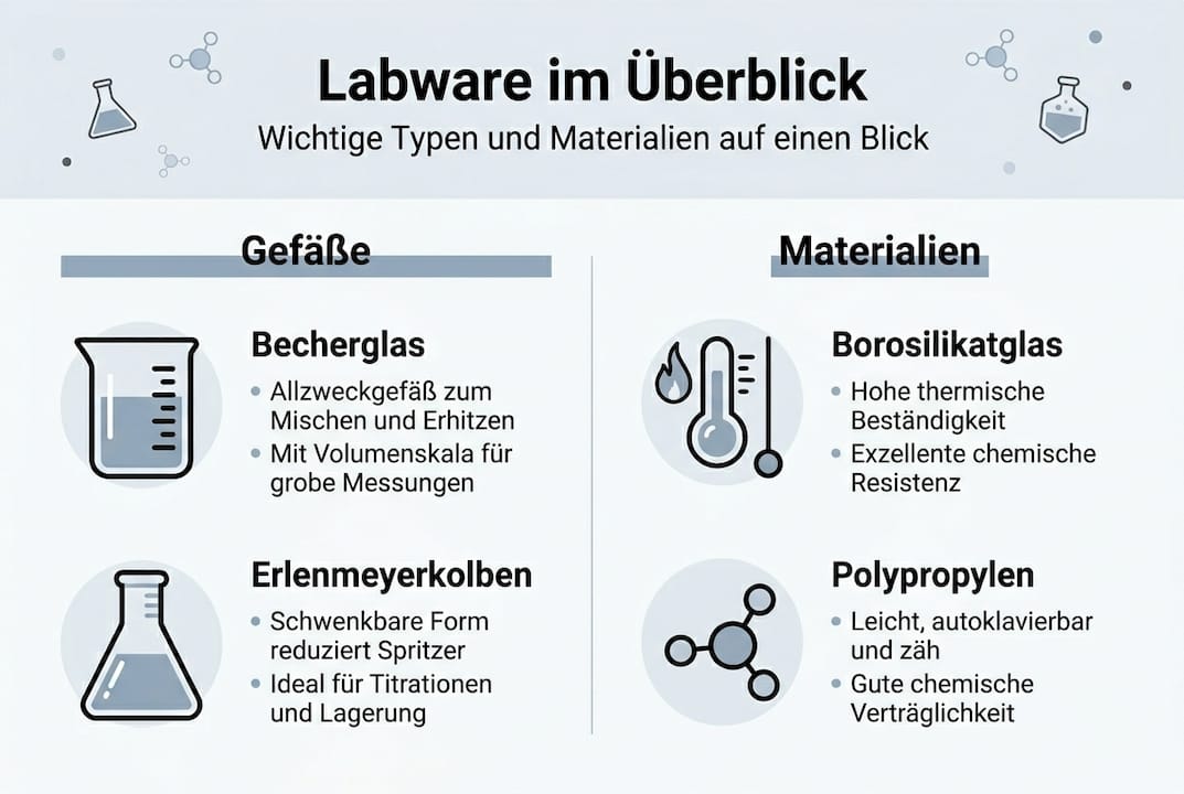 Infografik: Übersicht zu Laborglas und den wichtigsten Materialien