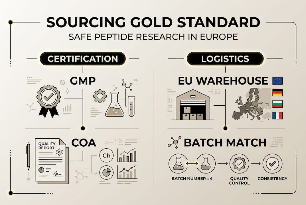 Infographic showing peptide sourcing standards