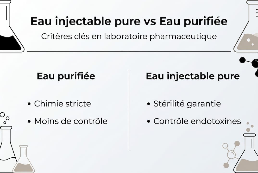 Infographie : comprendre les différences entre l’eau pour préparation injectable et l’eau purifiée