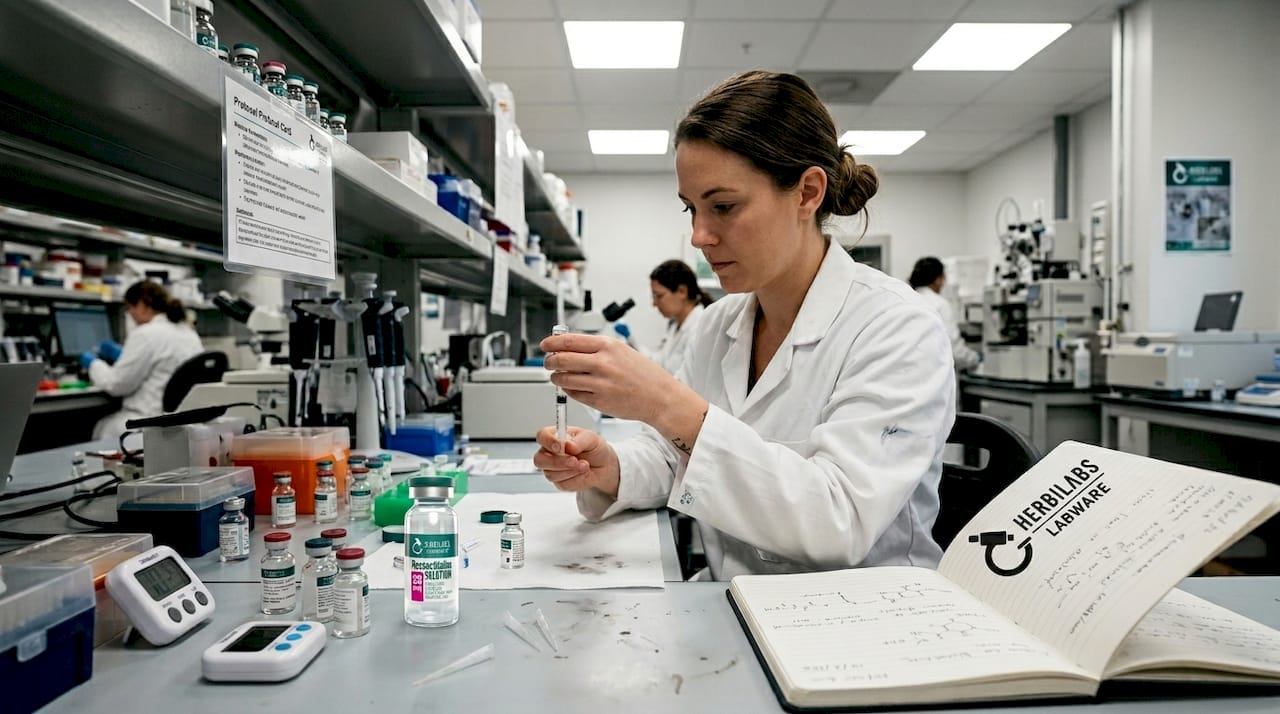 Researcher prepares peptide sample with protocol