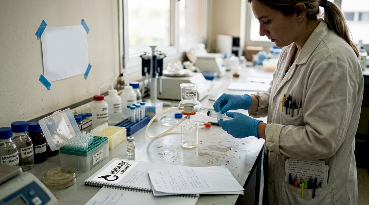 Procedimiento de filtración de soluciones estériles en el laboratorio