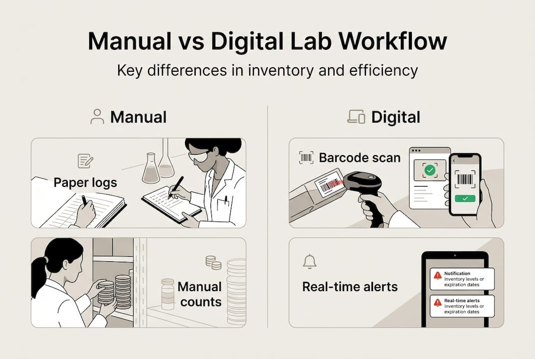 Infographic comparing manual and digital workflows