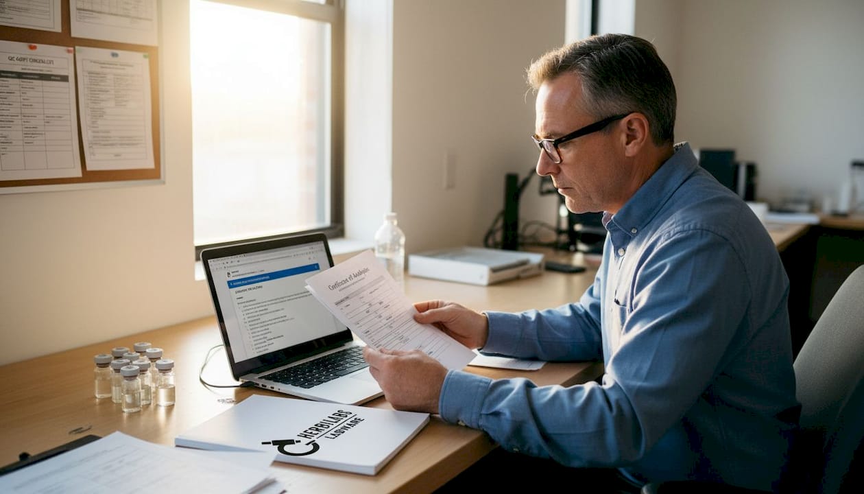 Lab manager reviewing quality documents