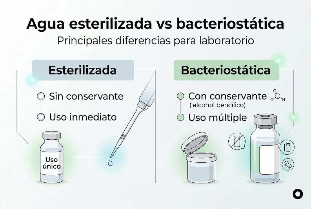Infografía: ¿En qué se diferencian el agua esterilizada y el agua bacteriostática?