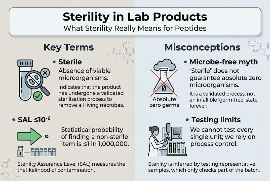 Infographic showing lab products sterility key concepts