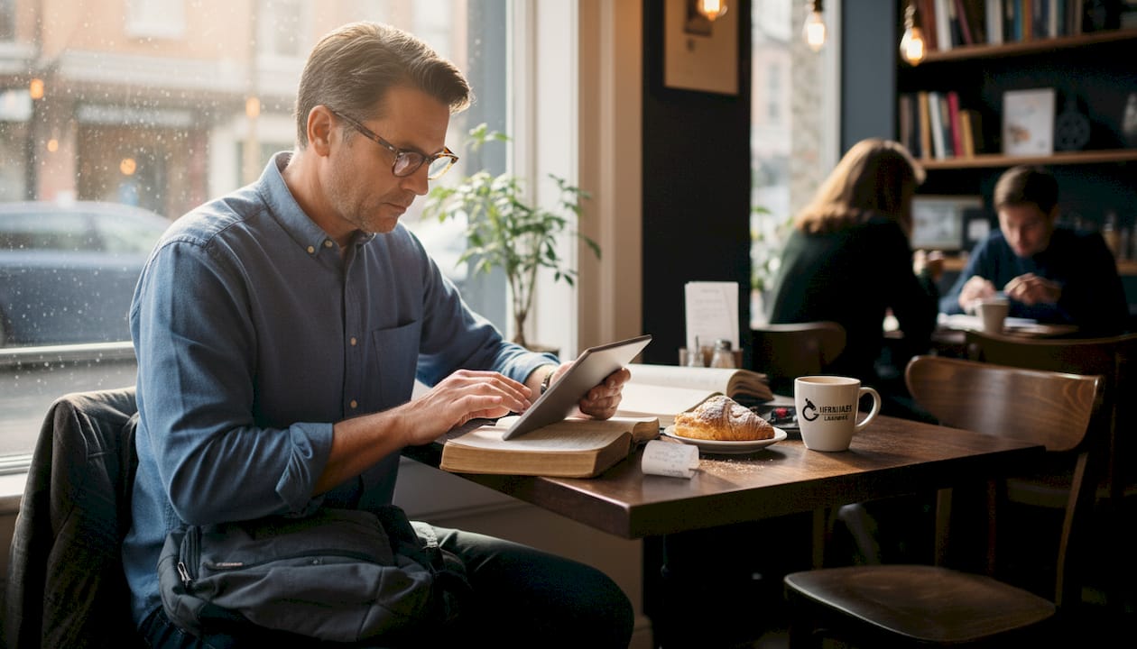 Researcher tackling challenges in café setting