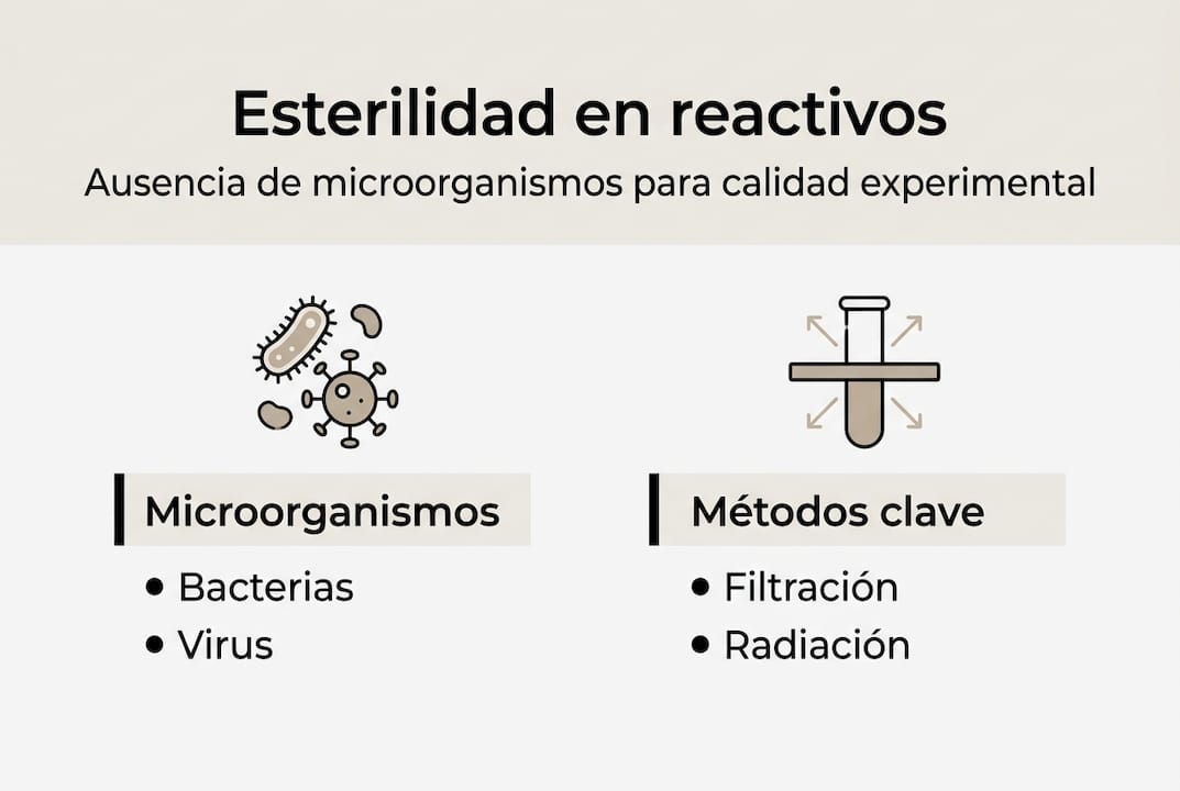 Infografía sobre cómo garantizar la esterilidad en reactivos y procedimientos