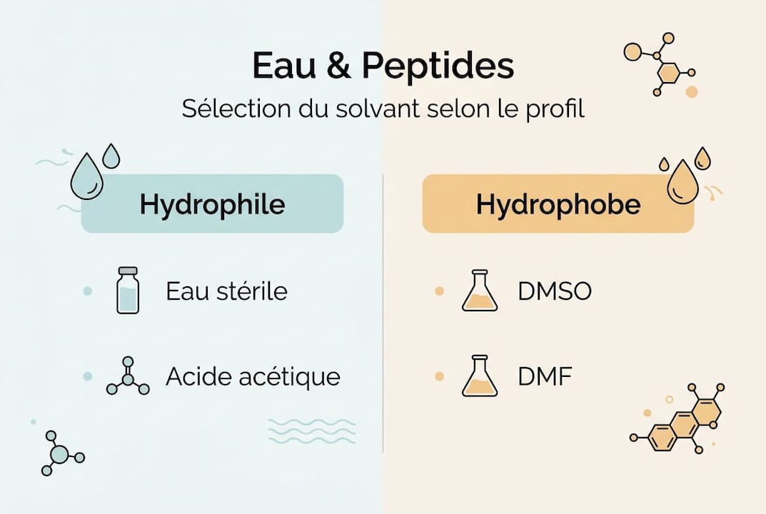 Infographie : comment bien choisir l’eau ou le solvant adapté à la préparation de vos peptides