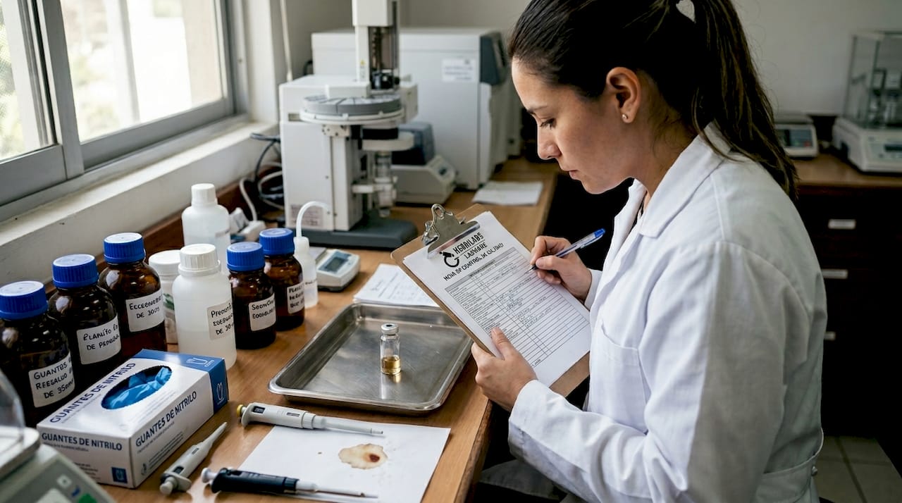 Investigadora realizando pruebas de calidad en el laboratorio