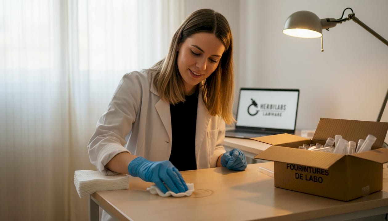 Avant de commencer la préparation des peptides, il est essentiel de nettoyer et désinfecter soigneusement l'espace de travail afin de garantir des conditions optimales d'hygiène.