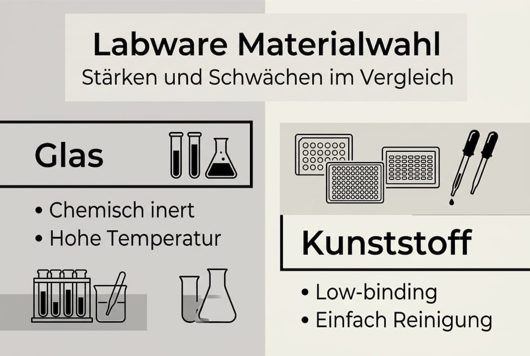 Infografik: Entscheidungshilfe bei der Materialauswahl – Glas oder Kunststoff?