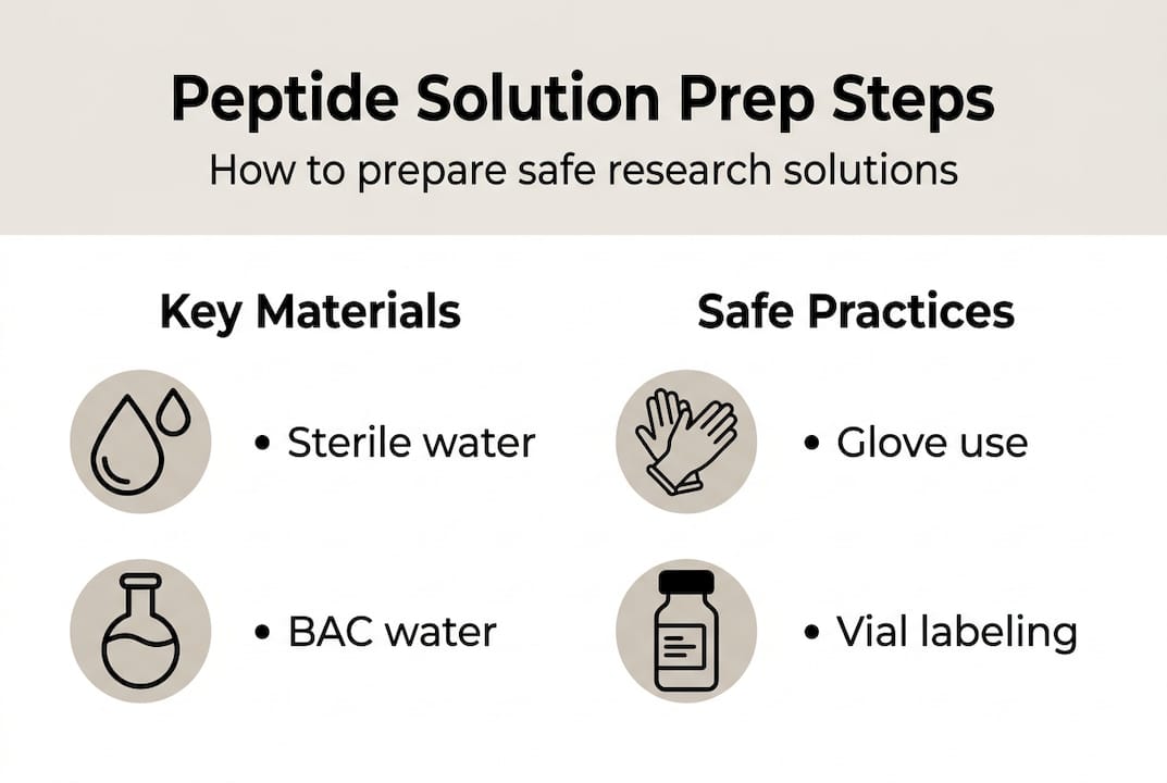 Infographic with peptide preparation steps and safe practices