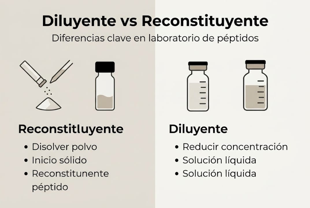Infografía sobre las diferencias entre diluyentes y reconstituyentes