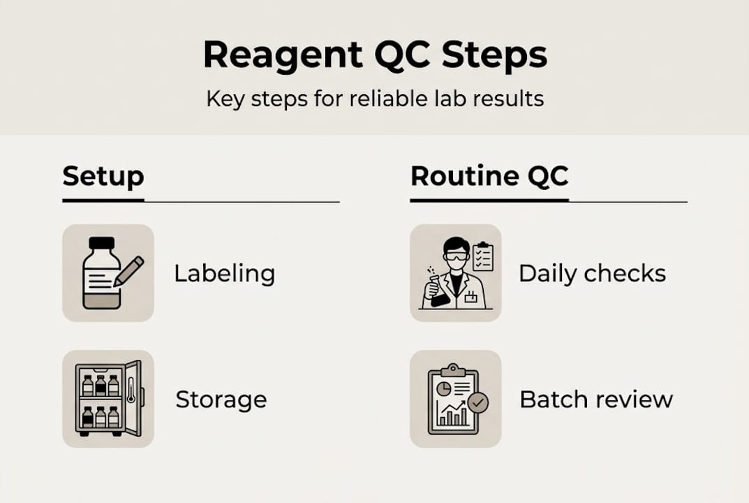Infographic showing reagent QC steps and categories