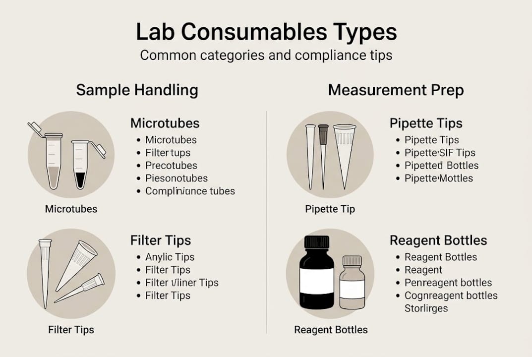 Infographic of lab consumables types and compliance