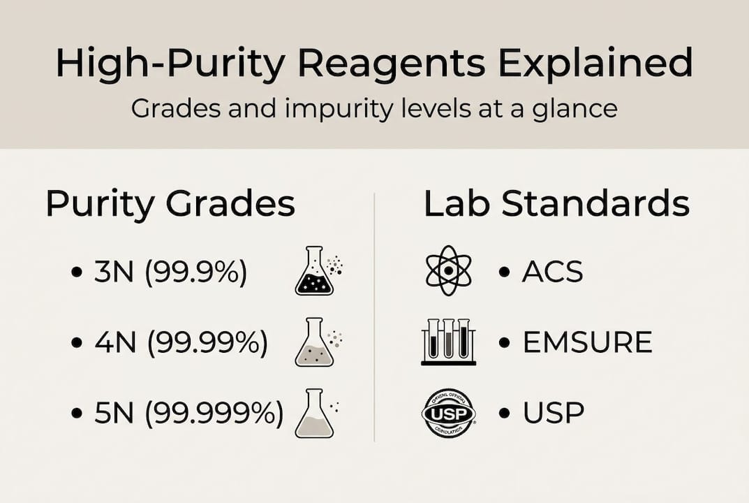 Infographic comparing reagent grades and standards