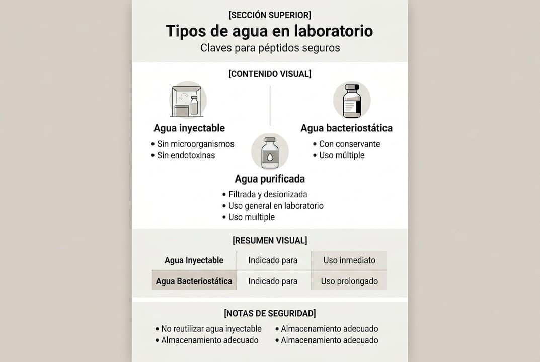 Infografía comparativa: diferencias clave entre agua inyectable y agua bacteriostática