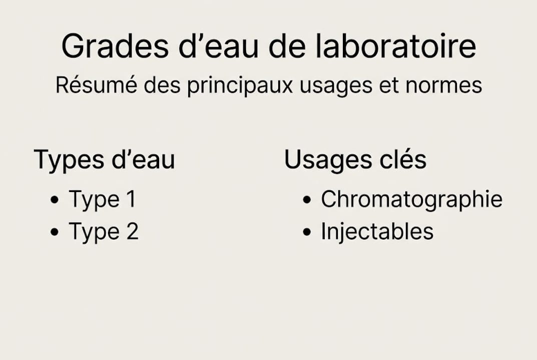 Infographie : les différents types d’eau utilisés en laboratoire et leurs applications
