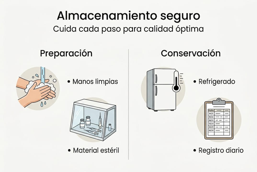 Infografía: pasos esenciales para asegurar el uso seguro del agua bacteriostática