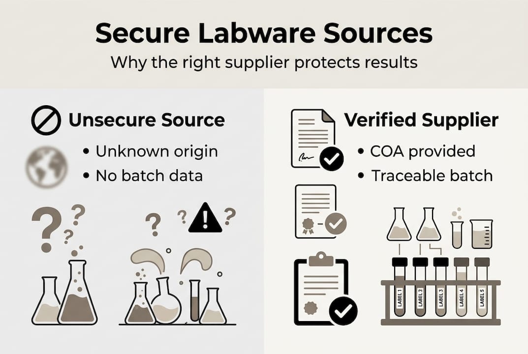 Infographic comparing secure and unsecure labware sources