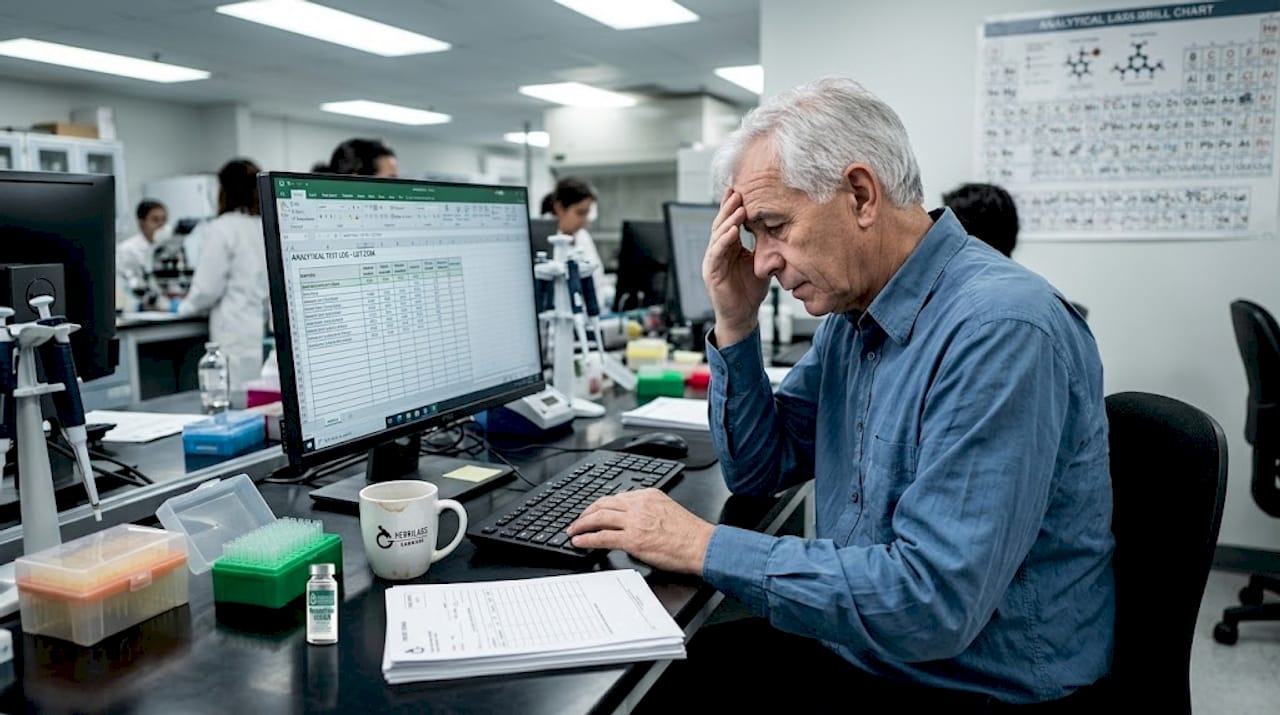 Lab technician logging re-testing costs